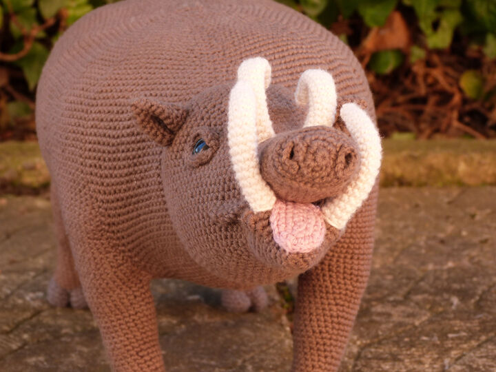 Bill Babirusa, crochet pattern for a deer pig.