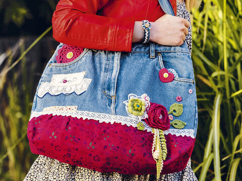 Upcycling Jeanstasche nähen