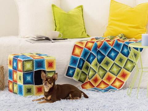 Plaid, Überzug Hunde/Katzenkorb, gehäkelt