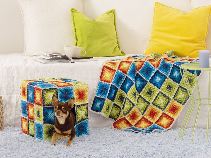 Plaid, Überzug Hunde/Katzenkorb, gehäkelt