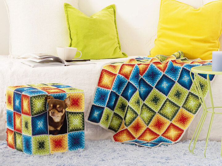Plaid, Überzug Hunde/Katzenkorb, gehäkelt