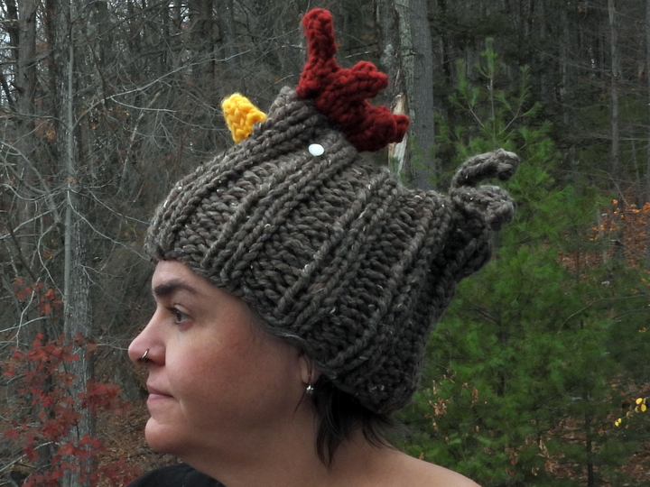 Easy Peasy Chicken Hat Beanie Pattern For Knitters