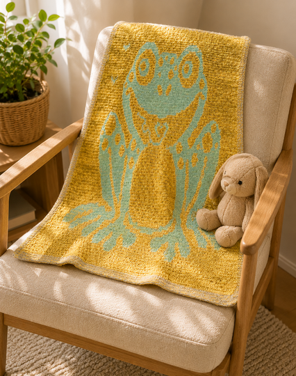 Froggy LovePrints Blanket - Overlay Mosaic Crochet Pattern