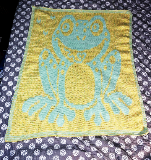Froggy LovePrints Blanket - Overlay Mosaic Crochet Pattern
