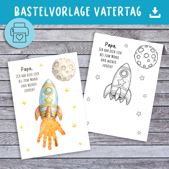 Vatertagsgeschenk RAKETE Bastelvorlage Vatertag PDF