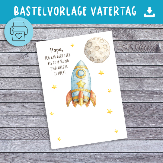 Vatertagsgeschenk RAKETE Bastelvorlage Vatertag PDF