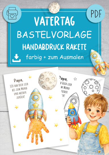 Vatertagsgeschenk RAKETE Bastelvorlage Vatertag PDF