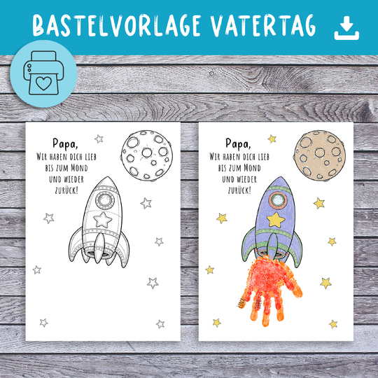 Vatertagsgeschenk RAKETE Bastelvorlage Vatertag PDF