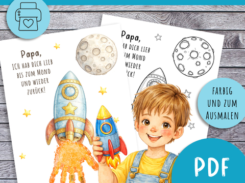 Vatertagsgeschenk RAKETE Bastelvorlage Vatertag PDF