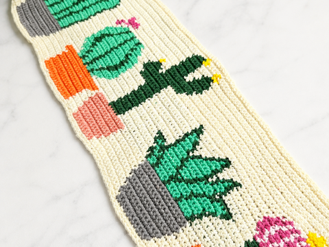 Häkelanleitung Kaktus-Tischläufer in Tapestry-Technik (Tapestry Häkeln)