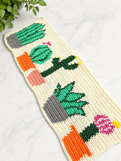 Häkelanleitung Kaktus-Tischläufer in Tapestry-Technik (Tapestry Häkeln)