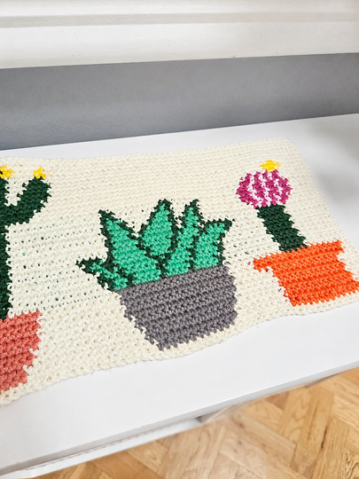 Häkelanleitung Kaktus-Tischläufer in Tapestry-Technik (Tapestry Häkeln)