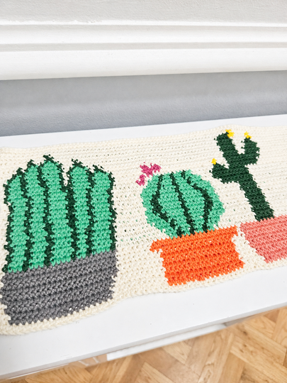 Häkelanleitung Kaktus-Tischläufer in Tapestry-Technik (Tapestry Häkeln)