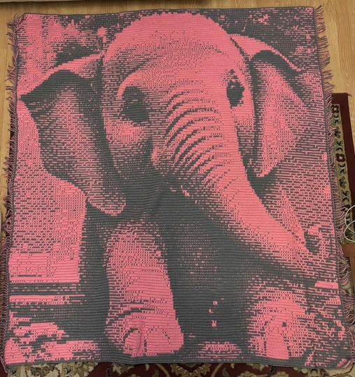 Overlay Mosaic Crochet pattern. "BABY ELEPHANT". Double Bed Blanket size