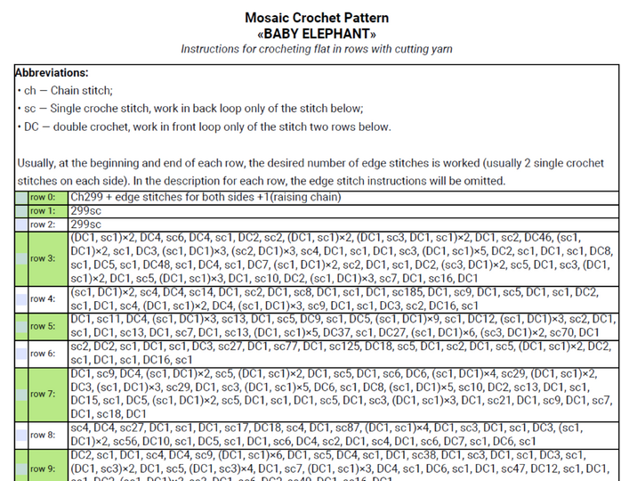 Overlay Mosaic Crochet pattern. "BABY ELEPHANT". Double Bed Blanket size