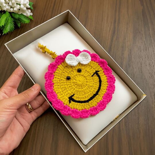 Sunny Smiles Charm Crochet PDF Pattern – Smiley Face Ornament