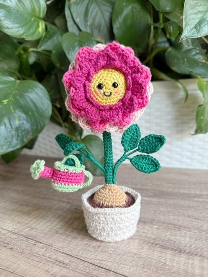 Crochet Dahlia Flower Pot Amigurumi Pattern (EN, DE)