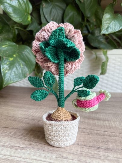 Crochet Dahlia Flower Pot Amigurumi Pattern (EN, DE)