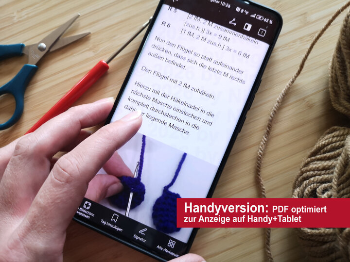 Mini-Eule Häkelanleitung - Standard PDF (DinA4) + Handyversion