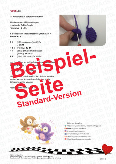 Mini-Eule Häkelanleitung - Standard PDF (DinA4) + Handyversion