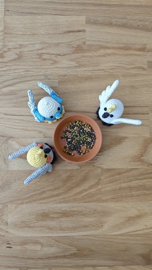 Bird Trio Amigurumi (Cockatoo, Cockatiel, Budgie)