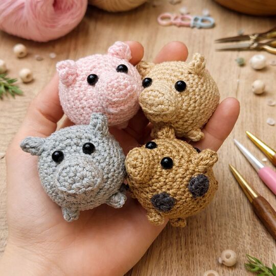 Glücksschweinchen Set | Amigurumi Schlüsselanhänger Glücksbringer | No-Sew