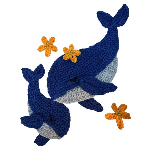 Whale Mom and Baby crochet applique