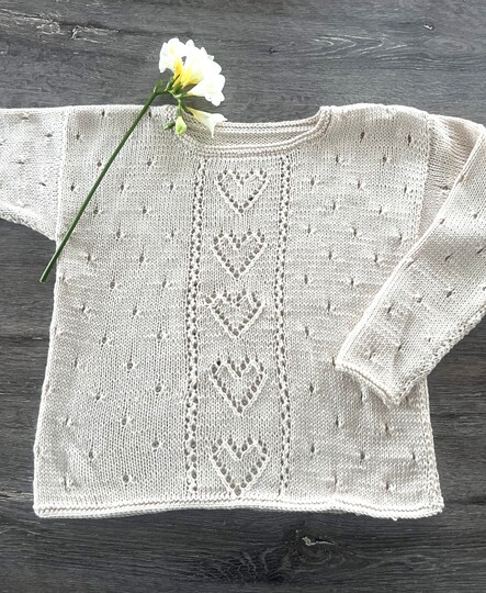 Pullover mit Herzchen * 5 Größen * Strickanleitung