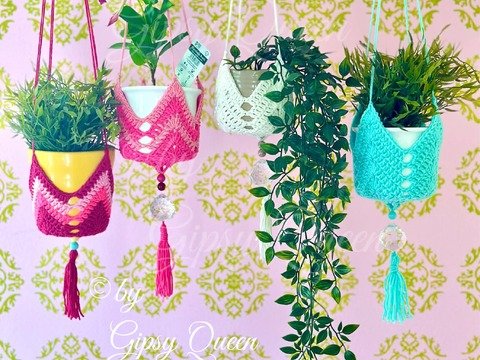 Pflanzampel Häkelanleitung PDF - Blumenampel im Boho Stil - Fensterdeko