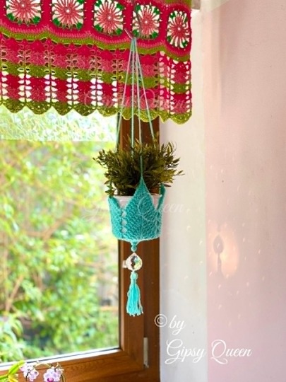 Pflanzampel Häkelanleitung PDF - Blumenampel im Boho Stil - Fensterdeko