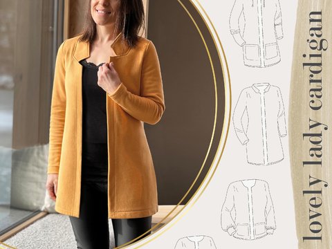 lovely lady cardigan 34-56 Jacke Bolero Long-Cardigan Schnittmuster Kapuze