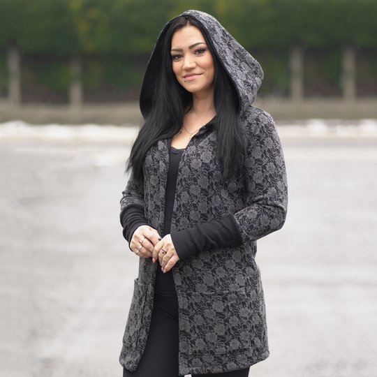 lovely lady cardigan 34-56 Jacke Bolero Long-Cardigan Schnittmuster Kapuze