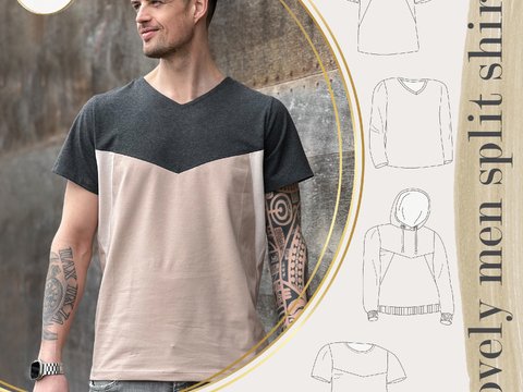 BEAMER + A0 + A4 lovely men split shirt XS - 6XL Schnittmuster Herren Mann