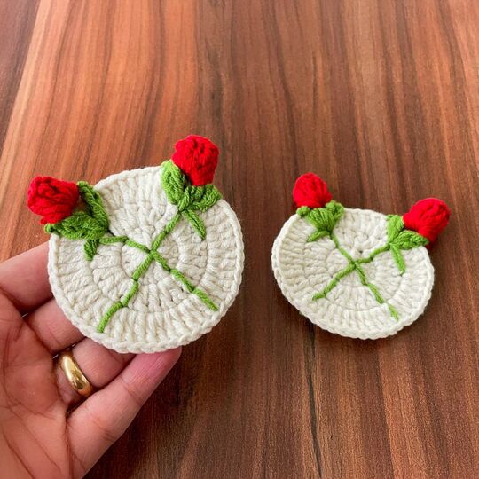Rose Crochet Coaster PDF Pattern, 3D Floral Table Decor Crochet Tutorial