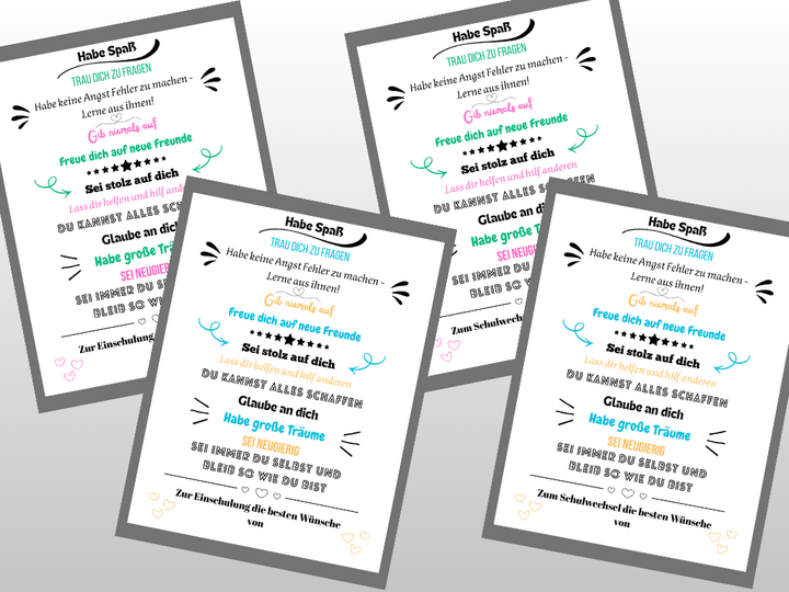 Motivationsposter zur Einschulung / zum Schulwechsel - in 4 Varianten