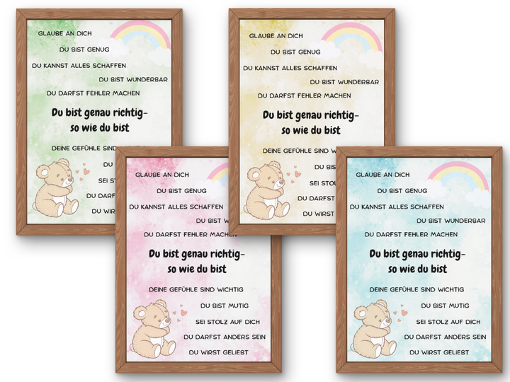 Mutmachposter für Kinder – "du bist genau richtig" - in 4 Farben