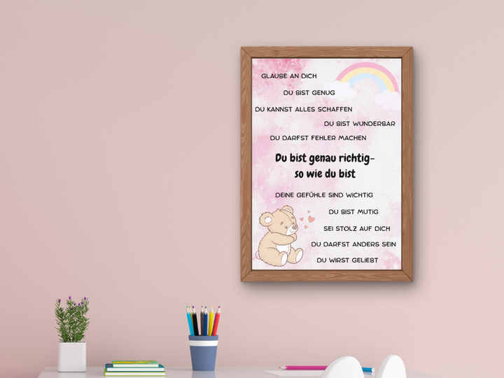 Mutmachposter für Kinder – "du bist genau richtig" - in 4 Farben