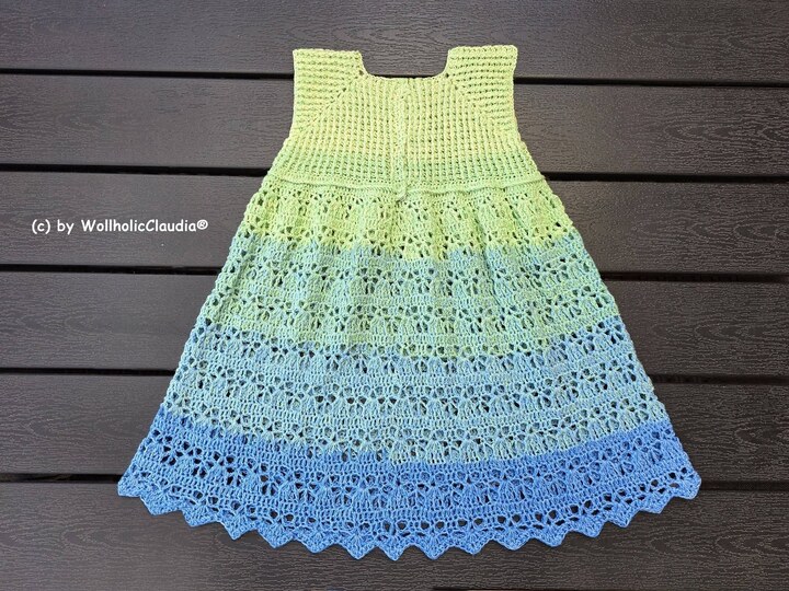 Häkelanleitung Kleid "Sommerblüte" - alle Kindergrößen