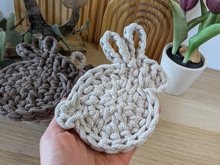 Häkelanleitung Hase / Hasenuntersetzer / Baumwollkordel