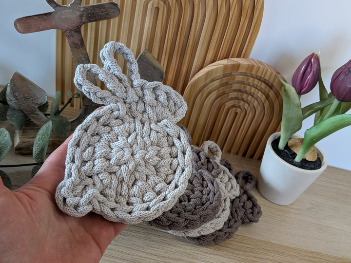 Häkelanleitung Hase / Hasenuntersetzer / Baumwollkordel