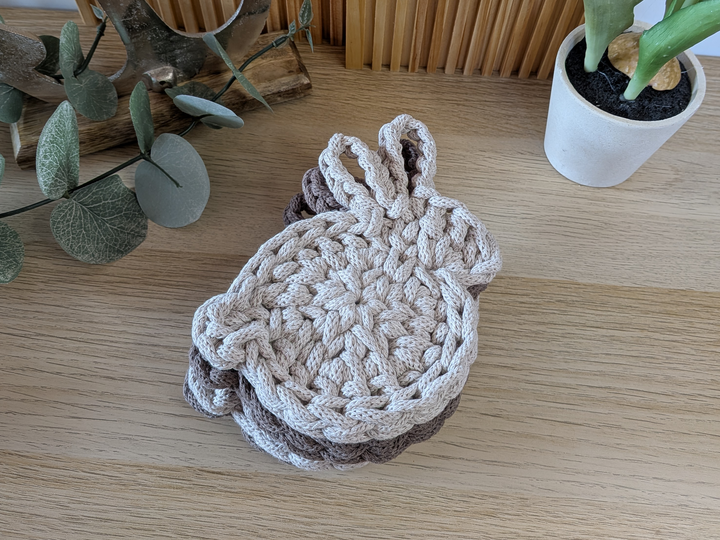 Häkelanleitung Hase / Hasenuntersetzer / Baumwollkordel
