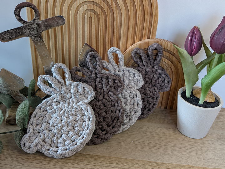 Häkelanleitung Hase / Hasenuntersetzer / Baumwollkordel