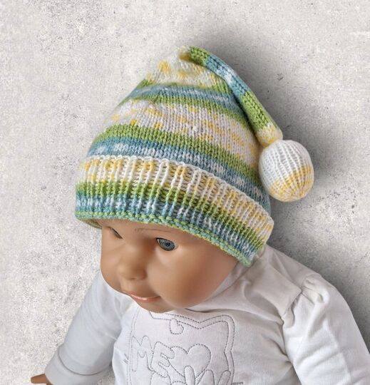 Strickanleitung Wichtelmütze unisex in 3 Größen, ca. 2 Mon. - 4 Jahre #379