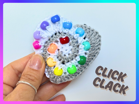Click Clack Spiral Heart, Clicker Fidget Toy, Beaded Crochet Pattern