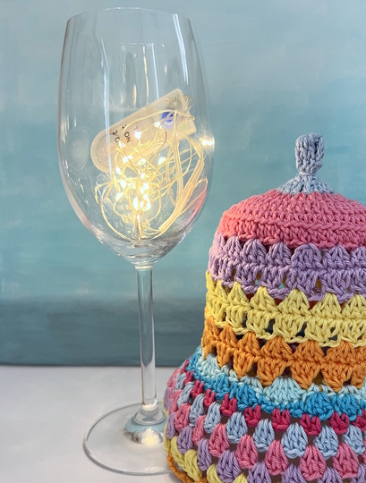 Crochet Pattern Lampshade for Wine Glass, Table + Party Decor Lantern
