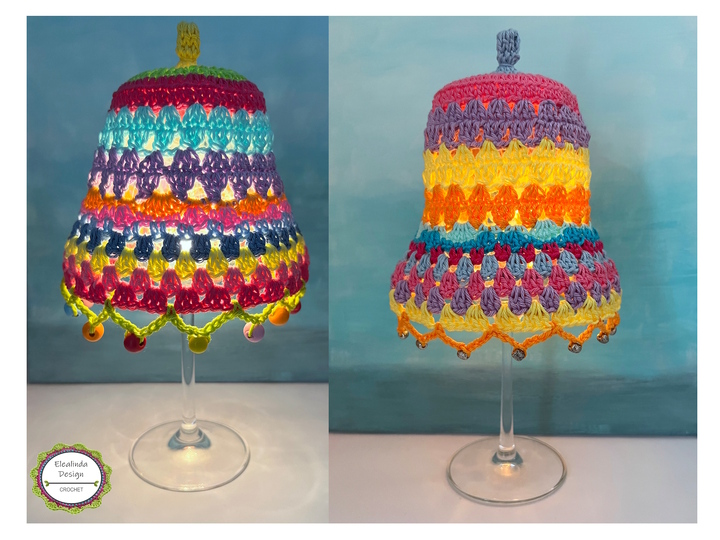 Crochet Pattern Lampshade for Wine Glass, Table + Party Decor Lantern