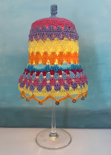 Crochet Pattern Lampshade for Wine Glass, Table + Party Decor Lantern