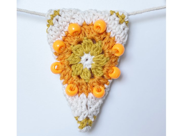 Granny Triangle Bunting, Beaded Crochet Garland, Pennant , Nursery Decor