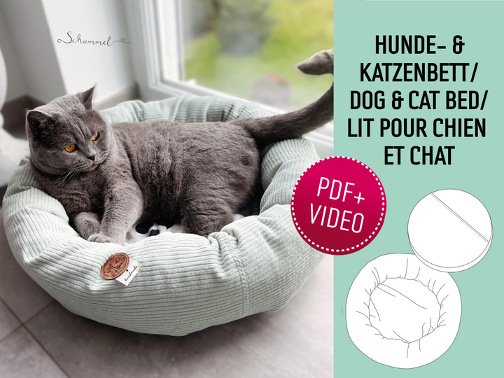 Katzenbett / Hundebett - PDF Schnittmuster & Nähanleitung mit Video