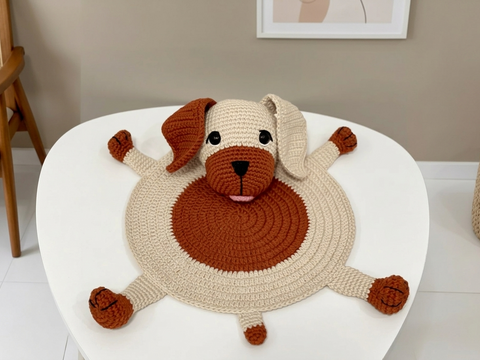 Häkelanleitung: Dackel Hund Tischset für Baby- & Kinder-Tischdeko